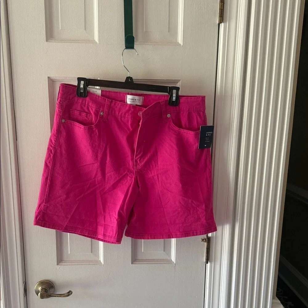 Crown & Ivy Vibrant Pink Women's Bermudas - Picture 1 of 7